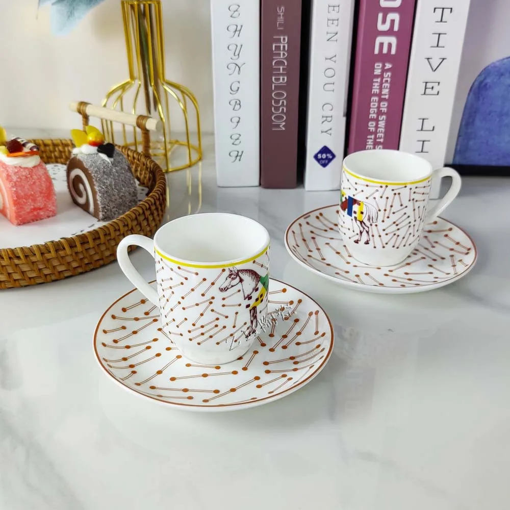 

Luxury European bone china couple coffee cup with plate, afternoon tea cup, mug, friend's birthday gift box