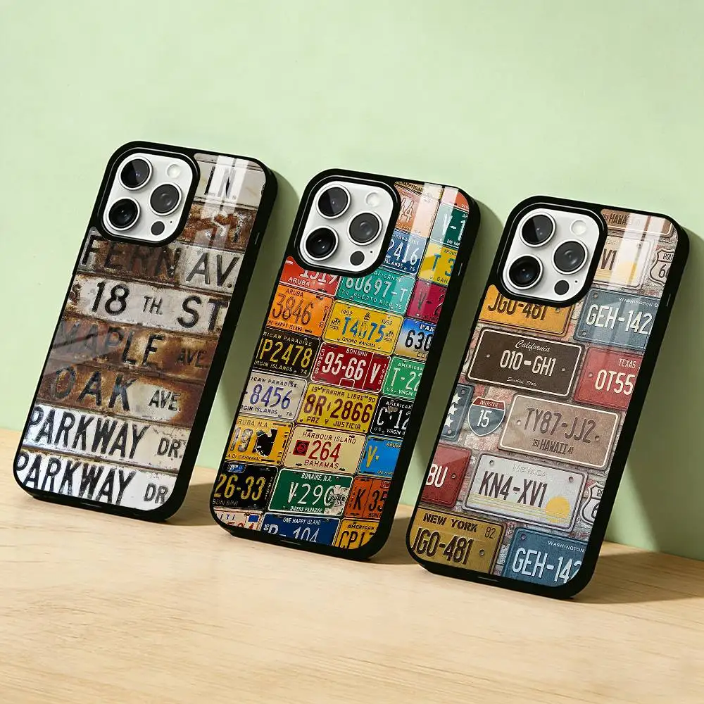 

AAA A Vintage Car License Phone Case For iPhone 17,16,15,14,13,12,11,Pro Max,Plus Candy Silver Cover