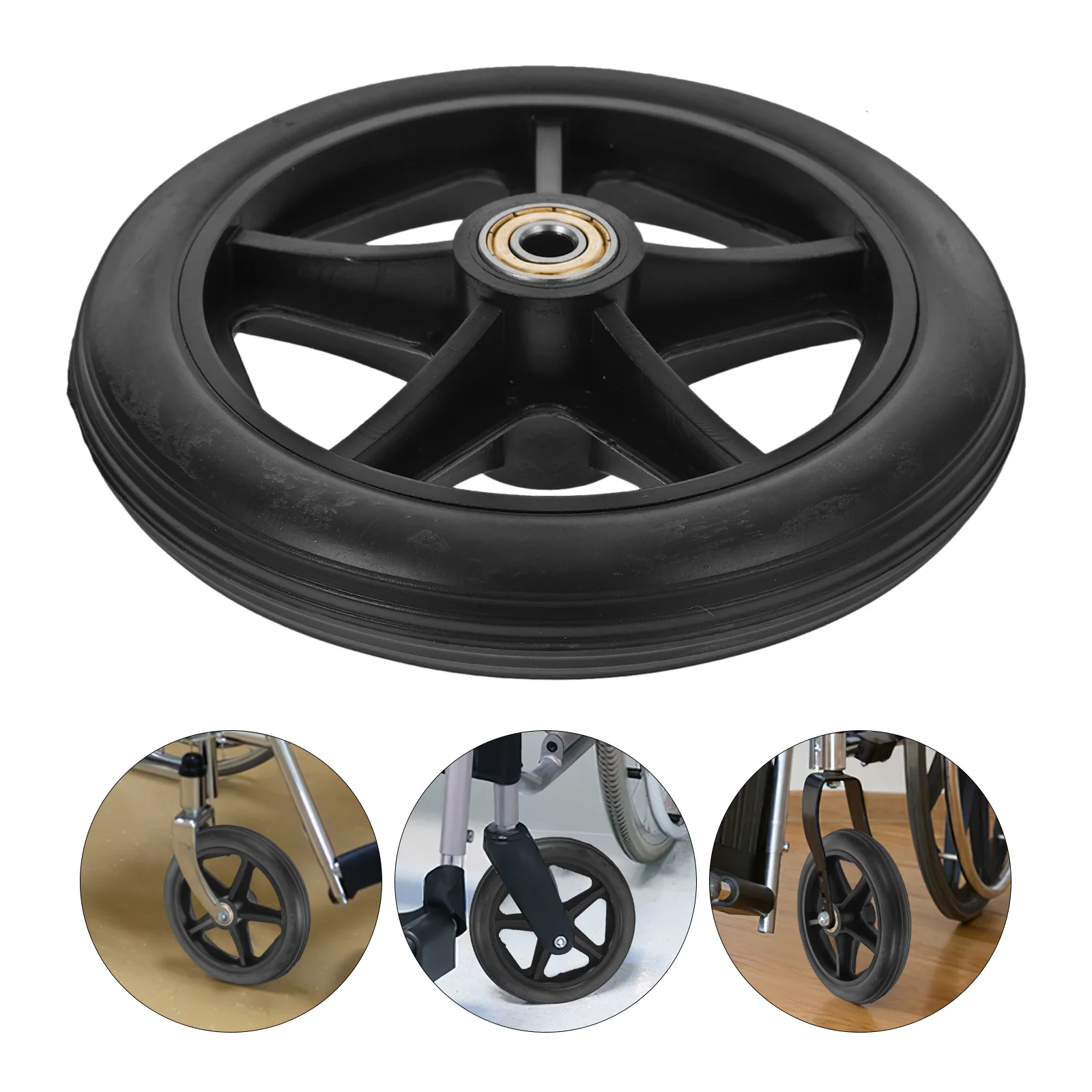 2 Pcs Wheel Wheelchair Front Elderly Motorcycle Accessories Drive Rubber Wheels 6 Inch