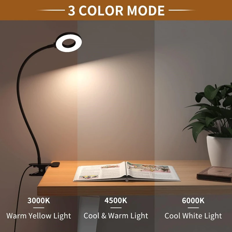 Xiaomi Desktop Clip On Night Light LED 3 Color Brightness Flexible Gooseneck Table Lamp For Children's Reading Night Light