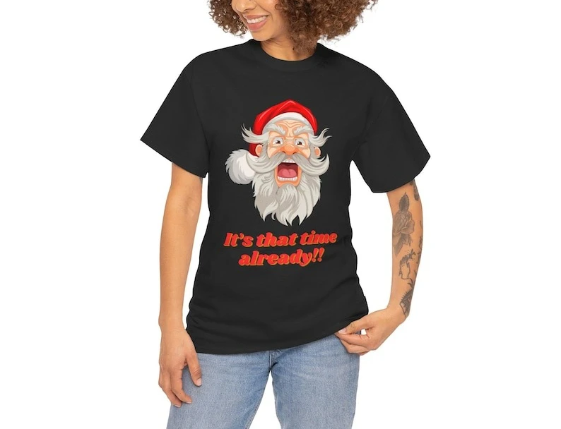 Funny Santa Christmas Tee Holiday Cheer Shirt Regularhot Sale All-match T Shirt for Men Leisure Street Fashion Cool Trend Tops