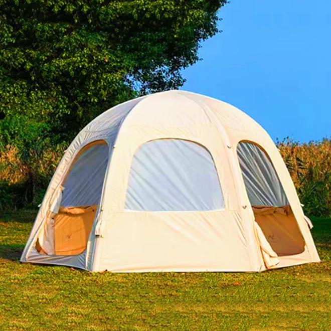 ST Newest Hot Selling Double-Layer Four-Season Round Style Air Inflatable One Bedroom Cabin House Camping Tent