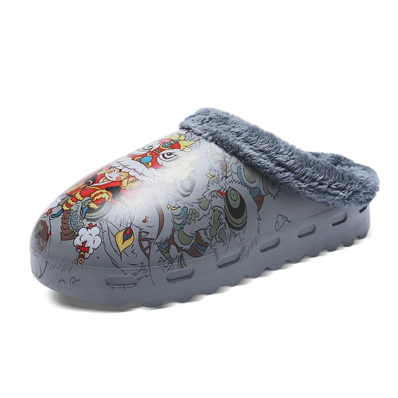 New Arrivals Winter Men's Ye Fur Slides Slip On Keep Warm Cotton Slippers Lightweight Ye Fur Slippers For Man Plus Size 39-46