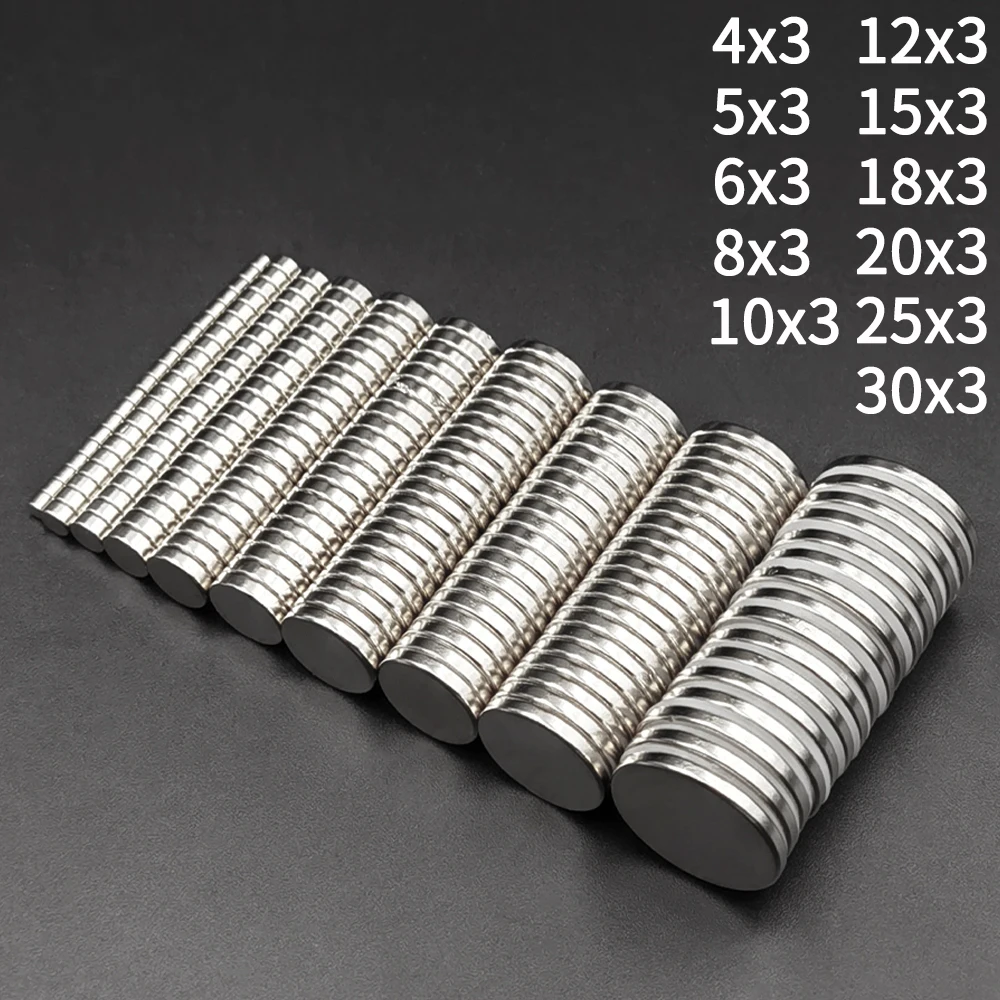 Super Strong Round Magnets 4x3,5x3,6x3,8x3,10x3,12x3,15x3,18x3,25x3,30x3mm Powerful Disc Magnet for Fridge, DIY, Building, Craft