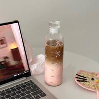 500ml Cartoon Pink Bowknot Water Cup Sports Water Bottle With Time Scale Plastic Portable Water Container Outdoor Water Bottle