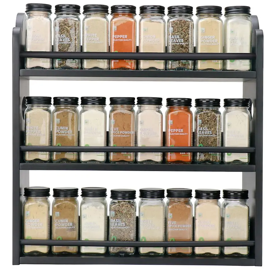 

Многоуровневая бамбуковая полка для специй, органайзер для стоек для специй, полка для банок для приправ, органайзер для специй для кухонной стойки или настенного монтажа, Sp