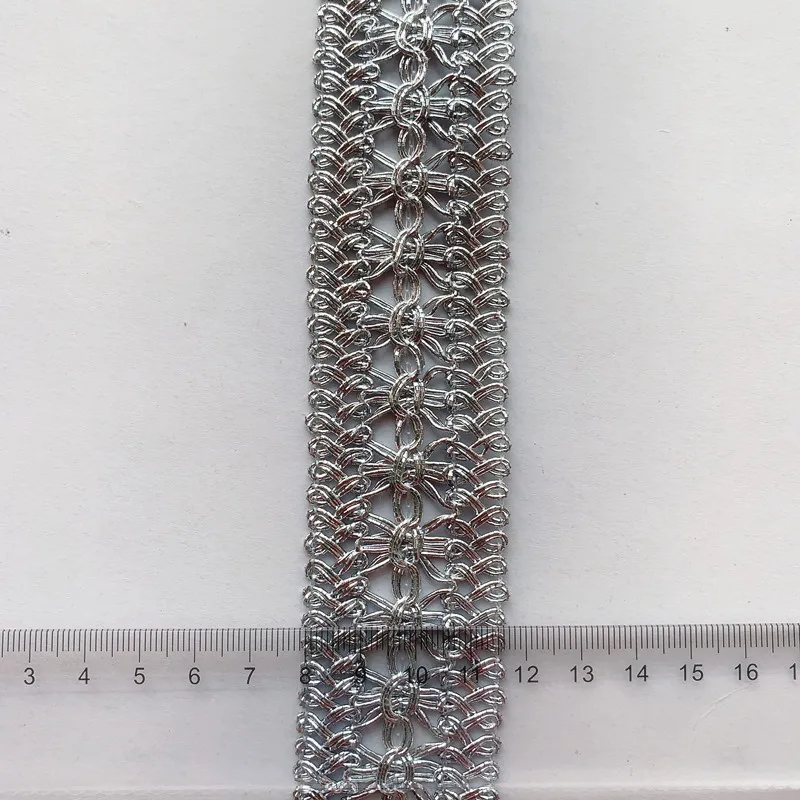 5m/16.4ft Lace Golden Silver Trim Ribbon HanMade DIY Sewing Centipede Wedding Craft Curtain Clothes Accessories Party Home Deco