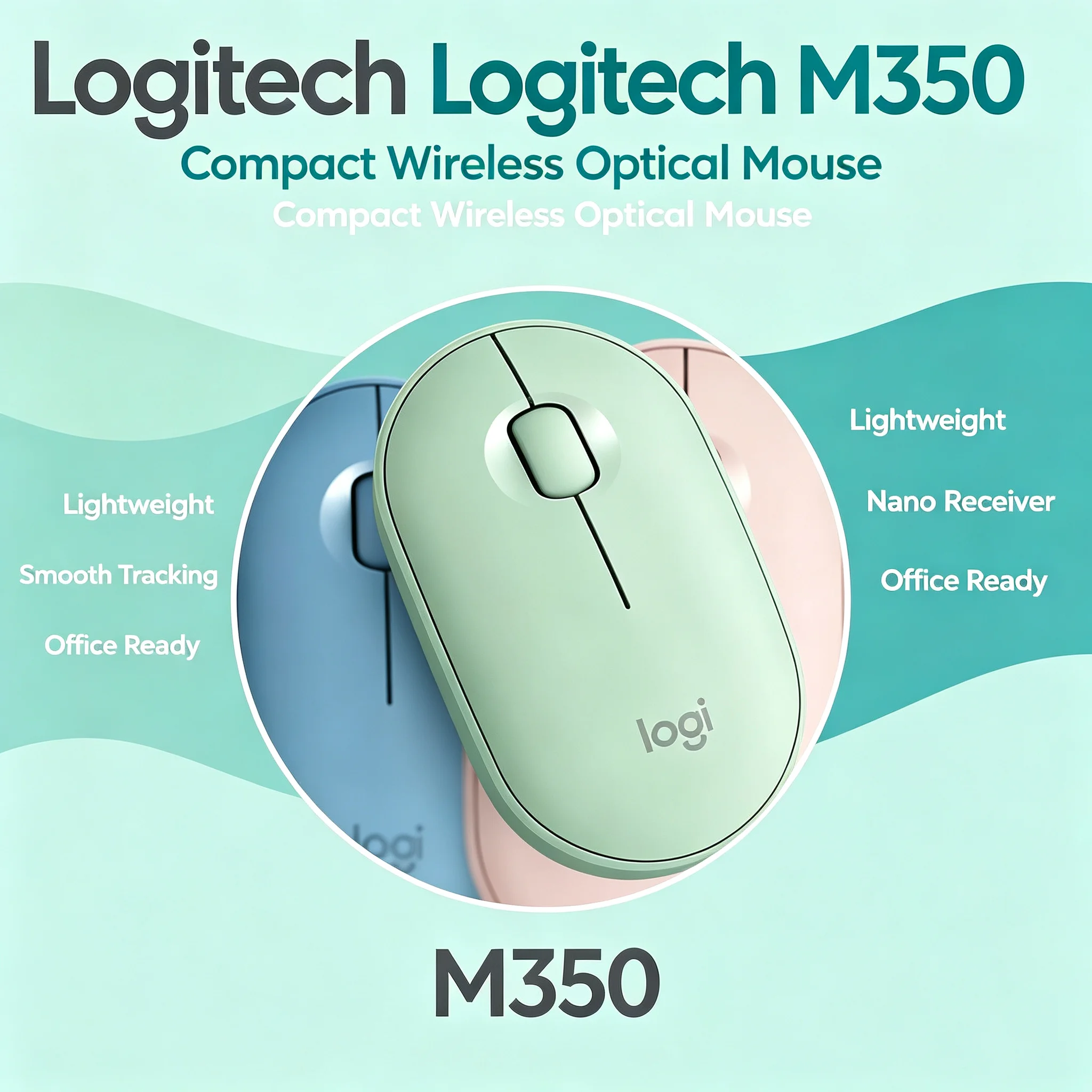 Logitech Pebble M350 Wireless Office Mouse Dual Mode Connection Silent Click Portable Notebook Mice