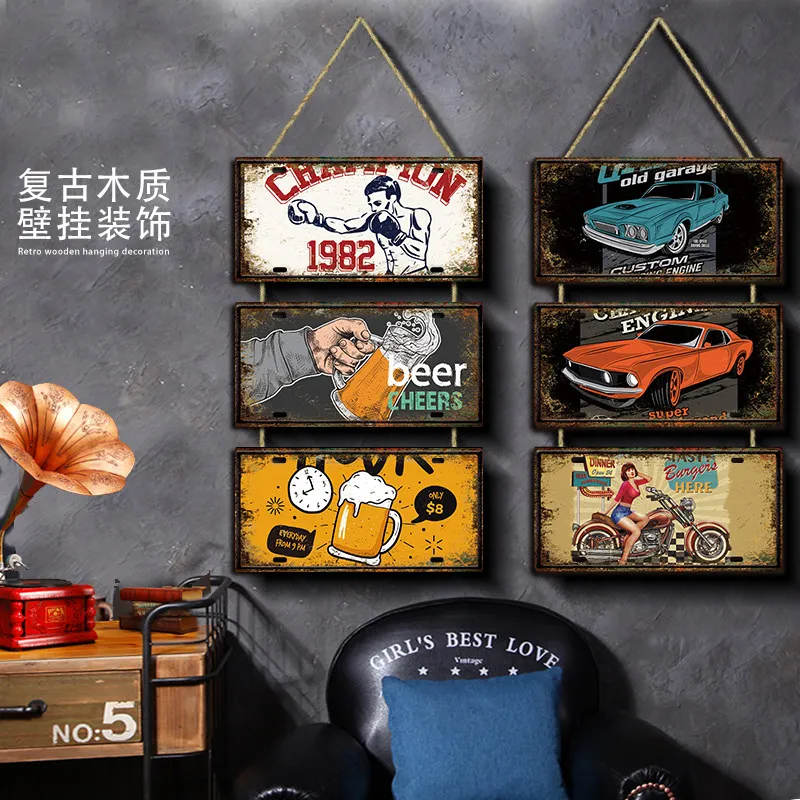 Retro Wall Decoration Painting Industrial Style Meal Plate License Plate Pendant Creative American Sign Catering  Home Decor