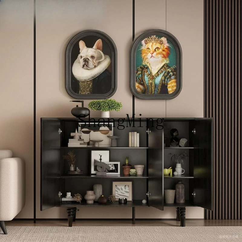 

FG creative dining side cabinet retro solid wood storage living room multi-functional storage cabinet