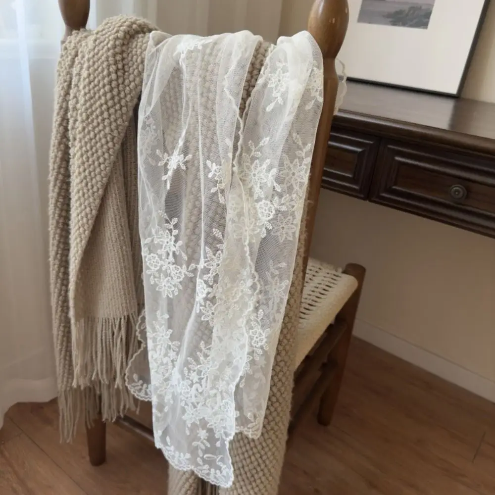 

Sweet Ribbon Lace Embroidery Scarf Retro Thin Long Scarves Neckerchief Dressing Decoration Flower Scarf Party
