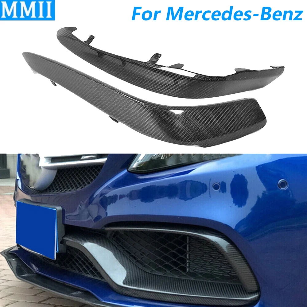 For Mercedes-Benz W205 S205 C63 C63S 2015-2021 Real Dry Carbon Fiber Front Bumper Spoiler Air Intake Replacement Car Accessories