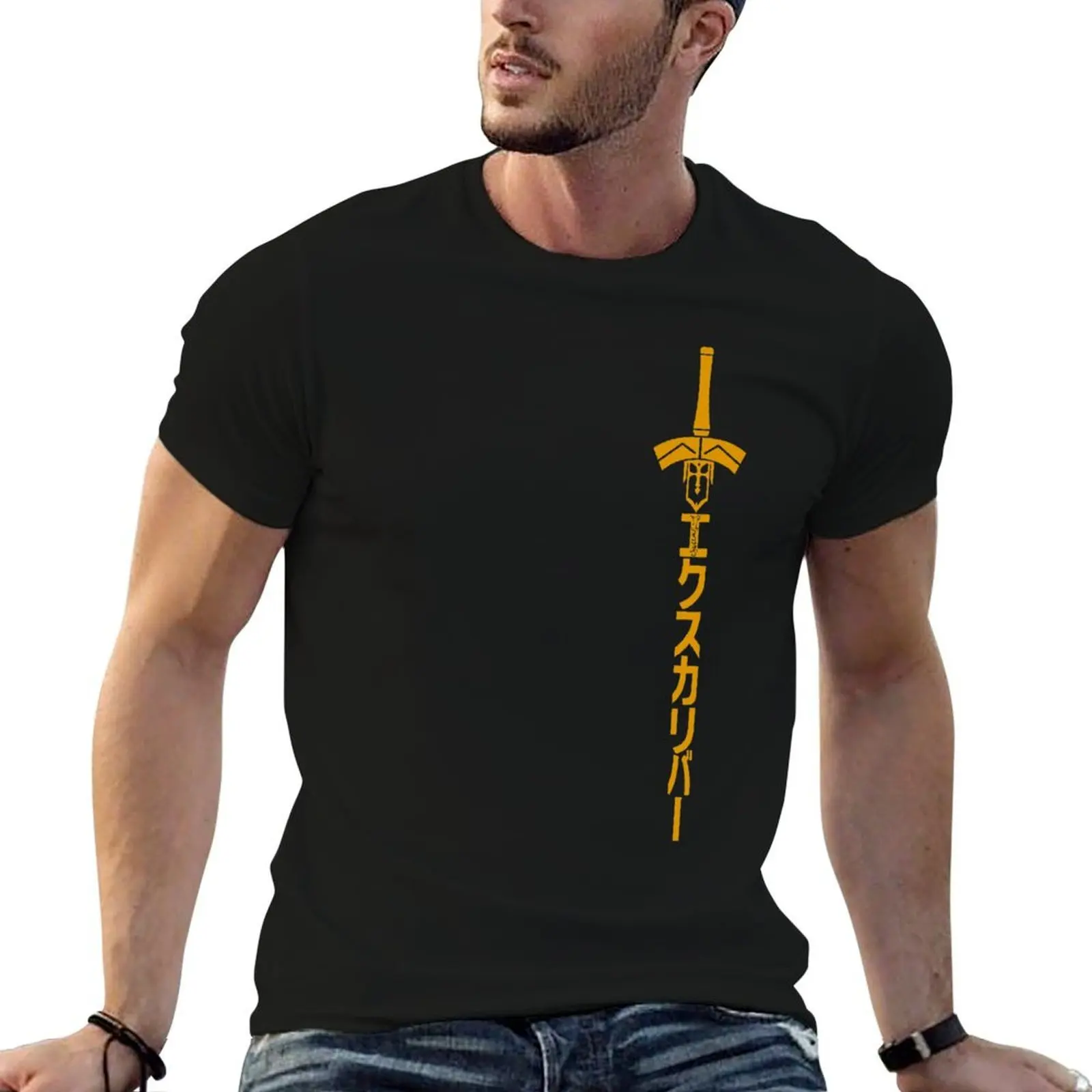 

Fate - Saber Artoria Pendragon - Excalibur - G. ver. (yellow) T-Shirt cotton tshirt 100% t shirts for man cotton T-Shirt