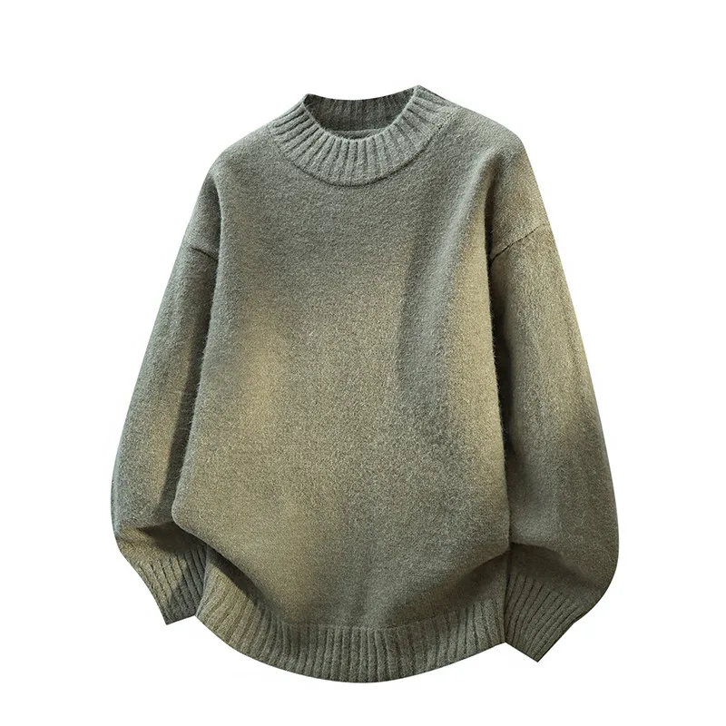 

Loose Men's Knitted Sweater f High Collar Pure Color Base Layer irt Outerwear Autumn Faion P40 Casual Sle Polyester ...