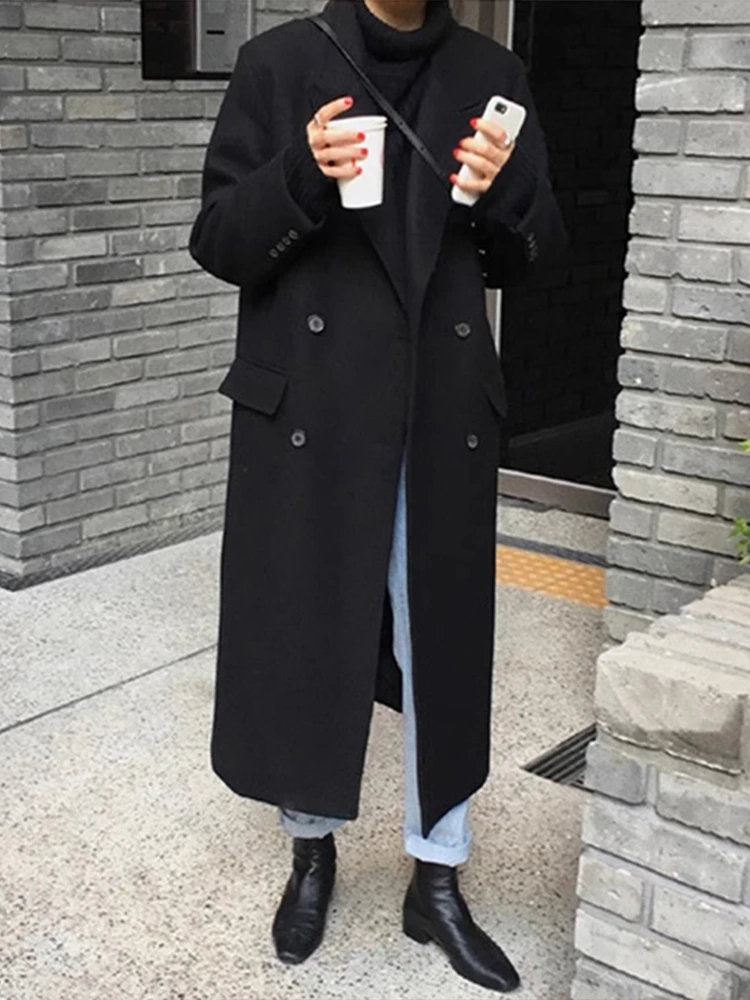 Wollen damesjas herfst winter nieuw ontwerp kleine ence Ele high-end gevoel top zoete Japanse Sle rechte buis