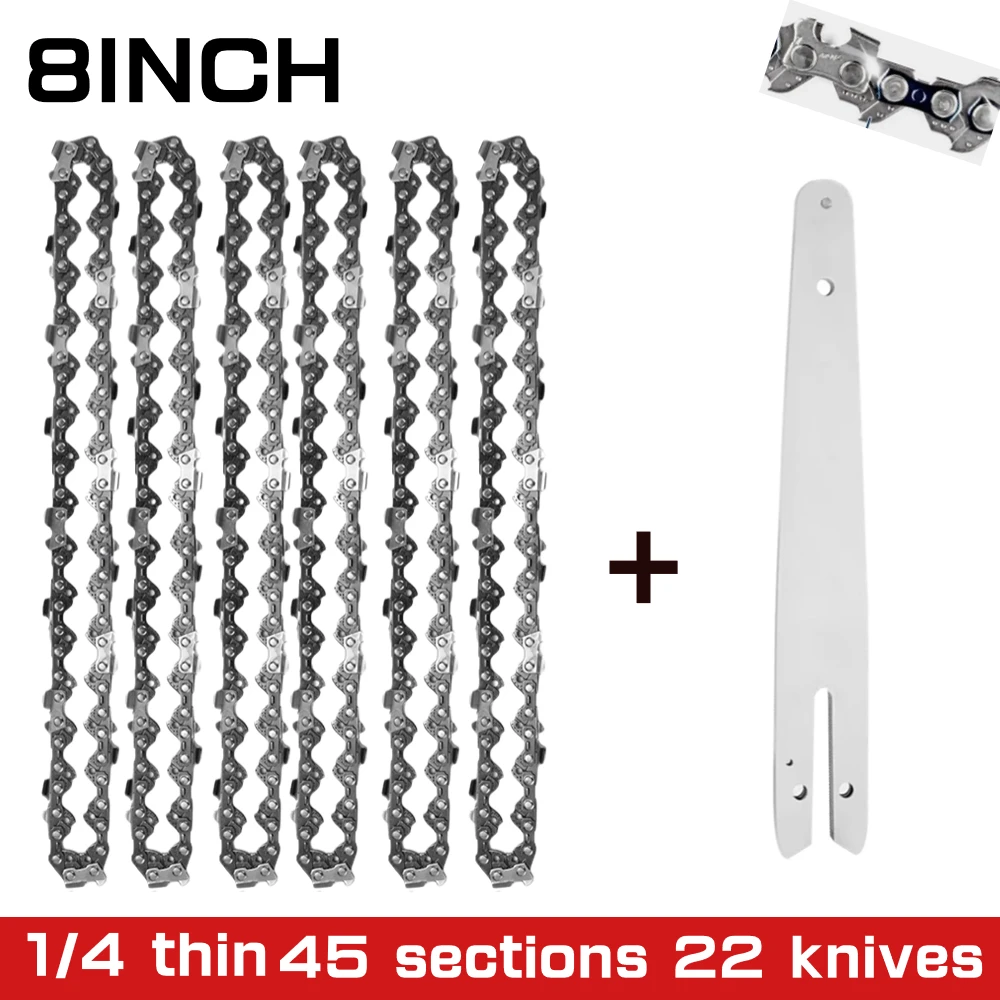 Portátil Elétrica Mini Chainsaw, Cadeia GuidePortable Chainsaw, Logging Saw Blade, Poda Cadeia Acessórios, 8 \