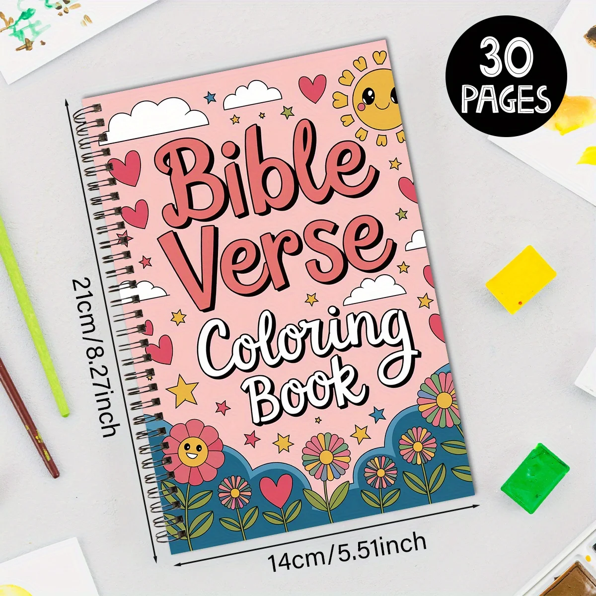 Quaderno da colorare con versetto della Bibbia, pagine da colorare spirituali cristiane, libro di attività artistiche dal design a colori morbidi, adatto per il rilassamento,