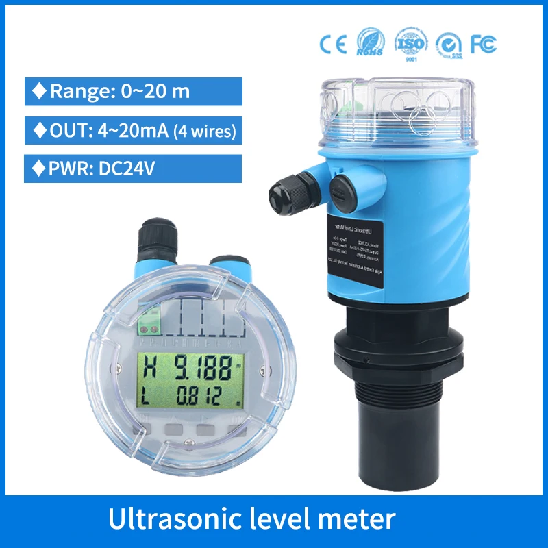 Transmissor Ultrassônico do Sensor do Nível Líquido para o Silo da Grão Nenhum Contato Tanque de Combustível do Óleo Relés 5m 10m 420ma