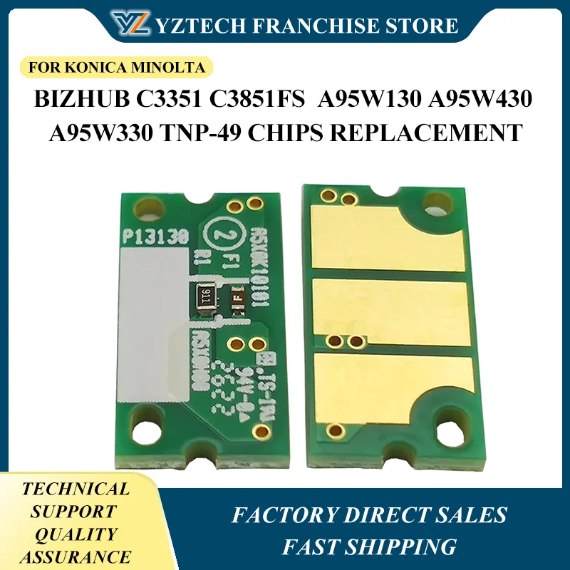 4PCS Toner Cartridge Chip TNP49 For Konica Minolta Bizhub C3351 C3851FS  A95W130 A95W430 A95W330 TNP-49 Chips Replacement