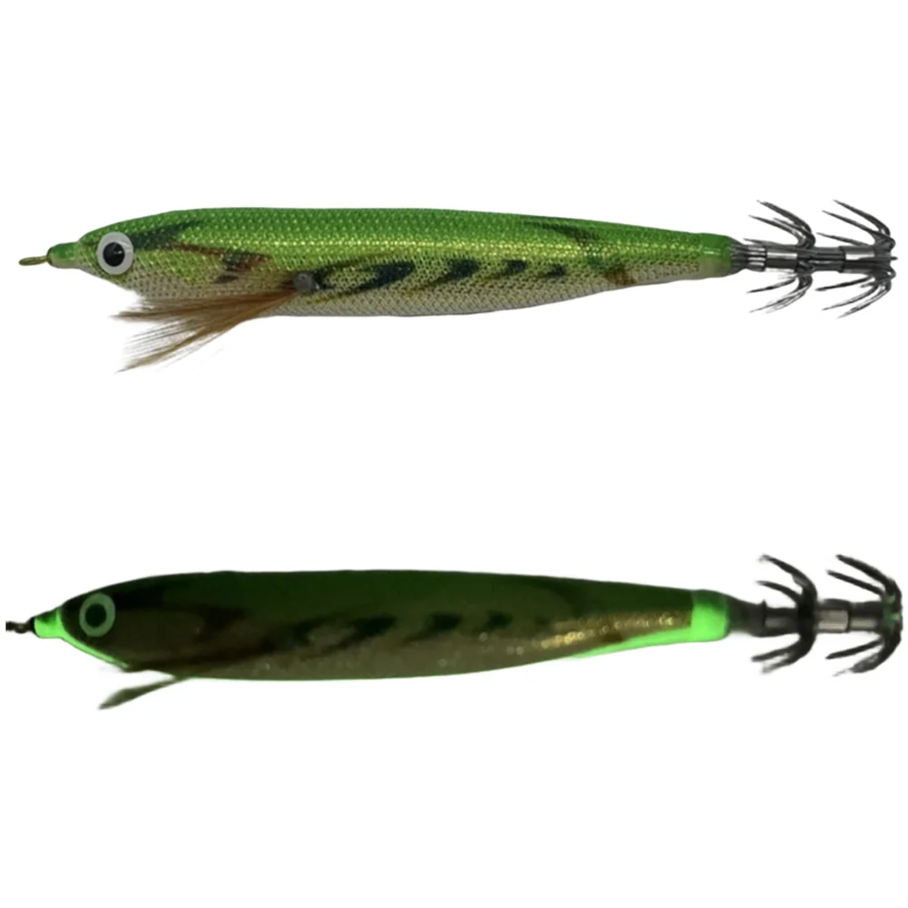 Glow-in-the-Dark Squid Jigs Night Fishing Built-in Rattling Beads Realistic Shrimp Imitation For Squid And Octopus