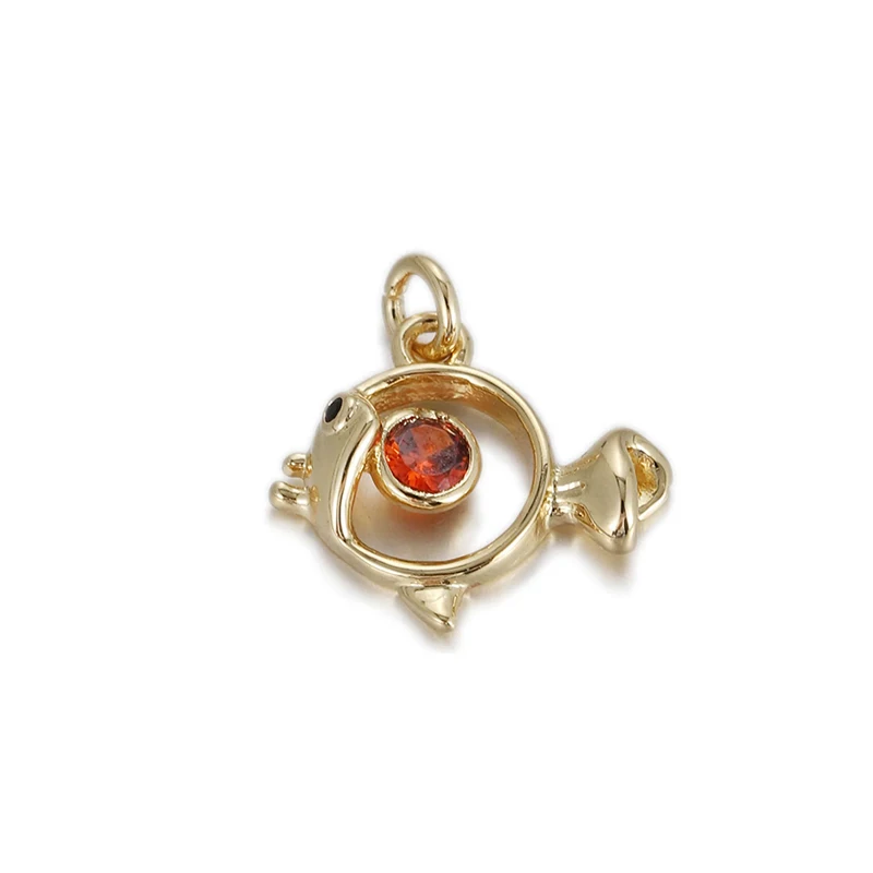 2 Pcs Top Sell Animal Pendant DIY Bracelet Necklace Jewelry Making Deer Cat Fish Heart Copper Plated Zircon Hollow Accessories