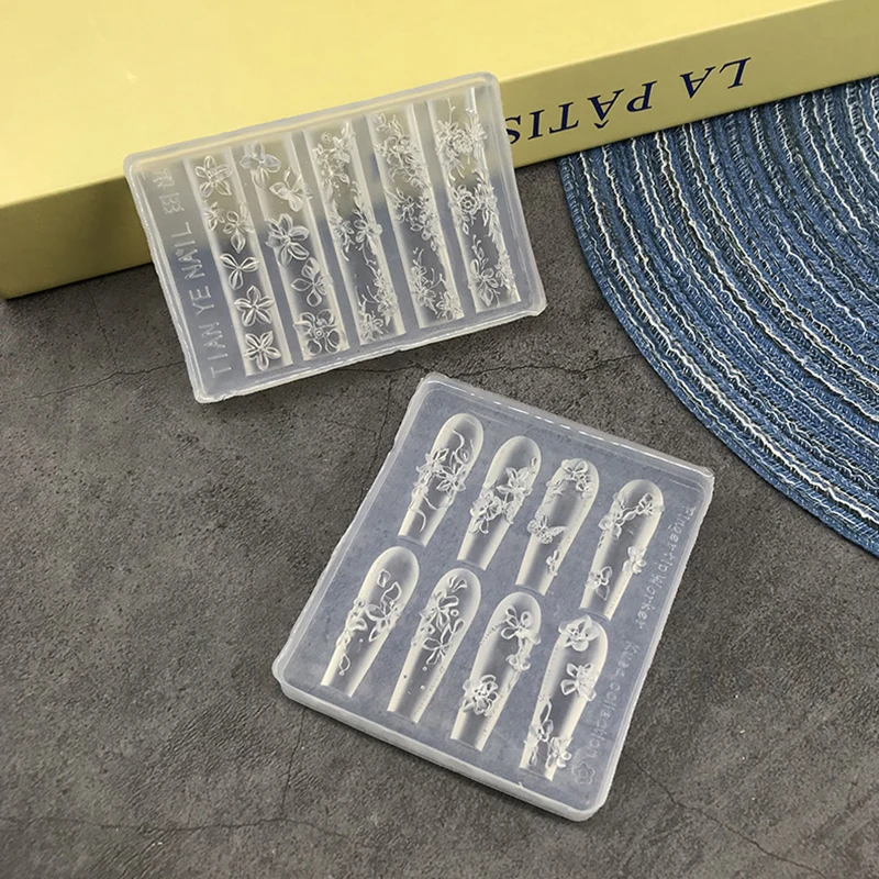 Moule à ongles en Silicone, fleur, Style français, décorations d'ongles, Design à faire soi-même, plaque d'estampage stéréoscopique, outils pour ongles, fournitures d'art