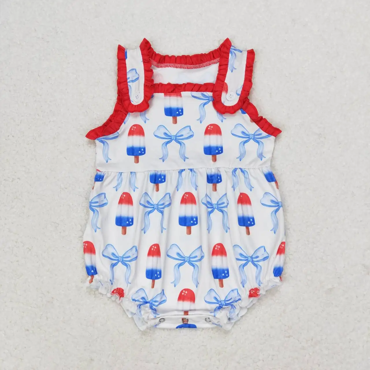 Infant girls July 4th popsicle Rompers Clothing Newborn boutique wholesale baby kids cute bubbles Sleeveless summer red onesie