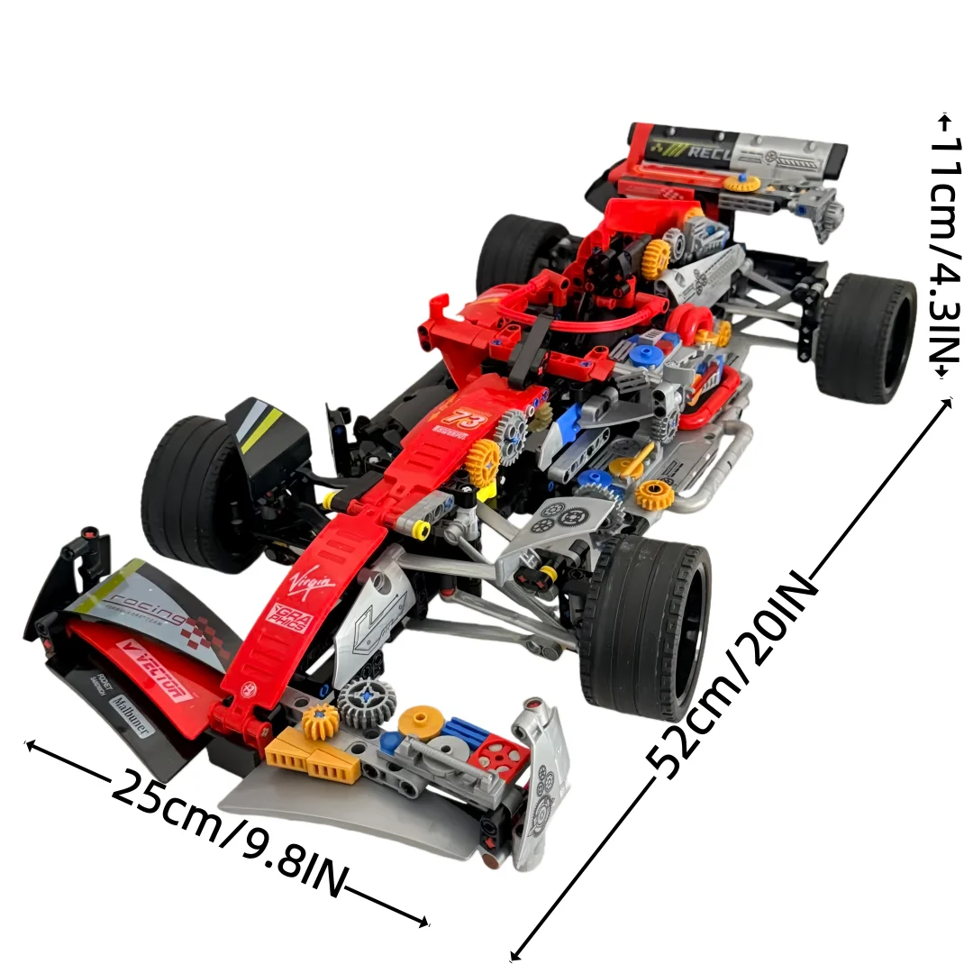 F1 Formula Racing Building Blocks Kit - 1100/PCS MOC RC Collectible Model Car, Desktop Ornament & Stress Relief Toy for Gift