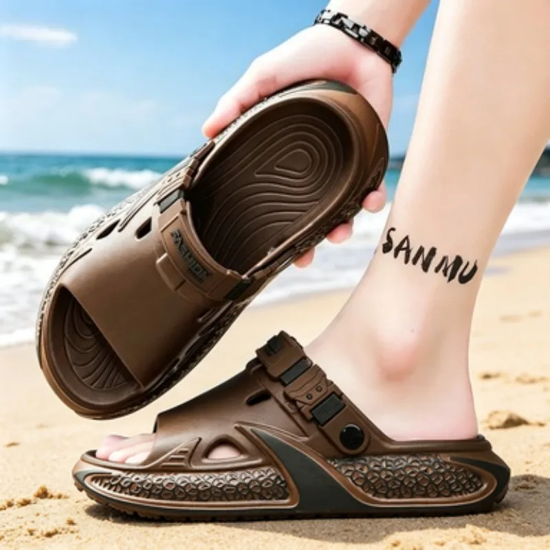 Sandales et pantoufles pour hommes, design monobloc, adaptées à l'été comme à l'hiver, durables, à semelle épaisse, antidérapantes, imperméables