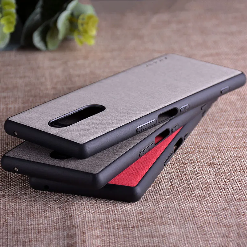 Case for Sony Xperia 1 coque Luxury textile Leather skin soft TPU hard PC phone cover for sony Xperia 1 case funda capa view 2
