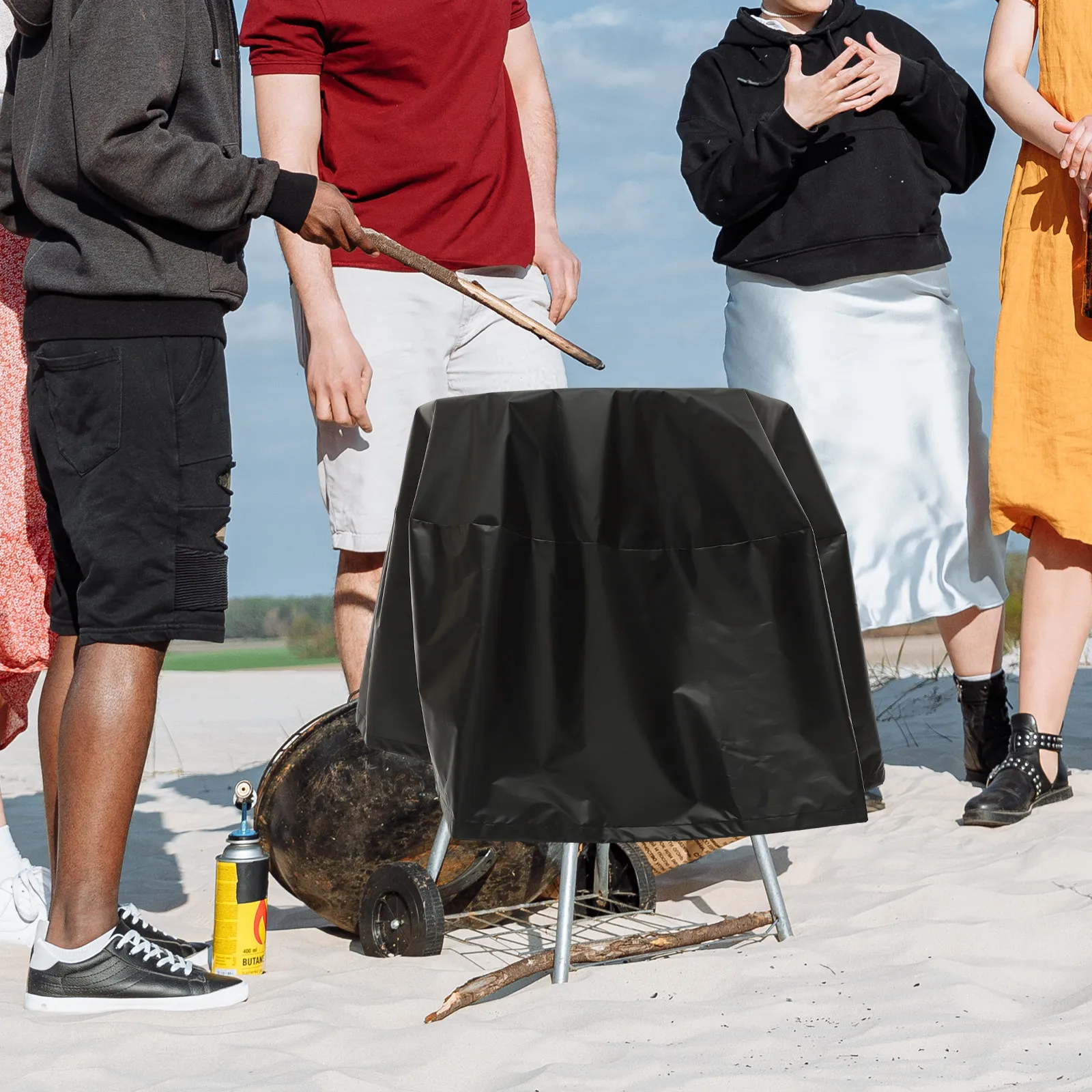 

Круглый чехол для гриля, большой, водонепроницаемый, легкий, для уличного барбекю, защитный чехол для очага, ветрозащитный, УФ-стойкий, аксессуар для гриля