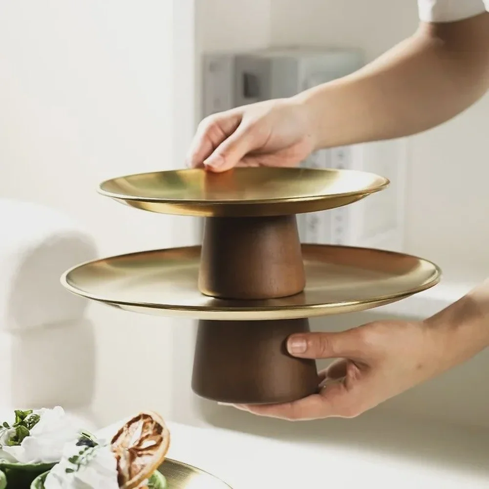 Round Stainless Steel Cake Stand with Elevated Pedestal Design for Afternoon Tea Birthday Celebrations and More