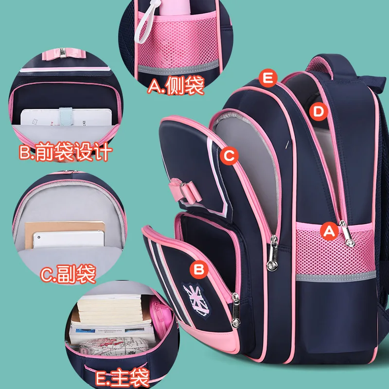 Mochila escolar infantil primária, grande capacidade, mochila impermeável, mochila leve de viagem, sacos de livros para meninos e meninas