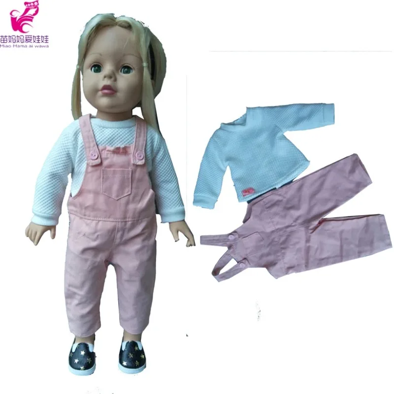 Fashion Jeans Pants White Long Sleeve Shirt Set for 18 Inch 45 CM Girl Doll Clothes