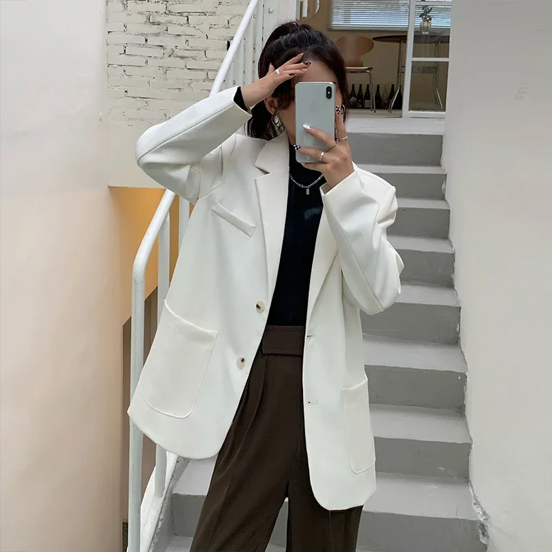 Insozkdg Women Suit Jacket 2024 Autumn Winter New Casual Elegant Suit Chubby Girl Slim Loose Solid Office Lady Blazer Women Top