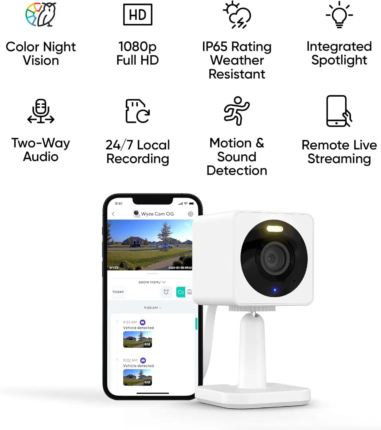

Indoor/Outdoor 1080p Wi-Fi Security Camera with Color Night Vision, Built-in Spotlight, 2-Way Audio