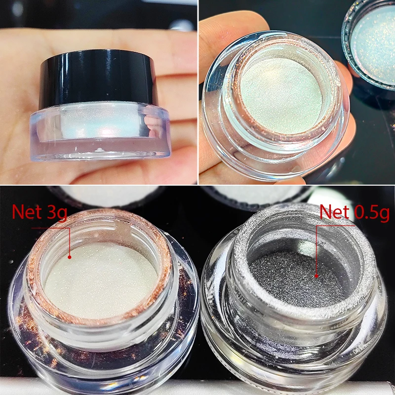 1Box Moonlight Mirror Nail Powder Silver Fine Glitter Metallic Effect Pigment Nail Gel Polish Chrome Powder Aurora Nail Supplies