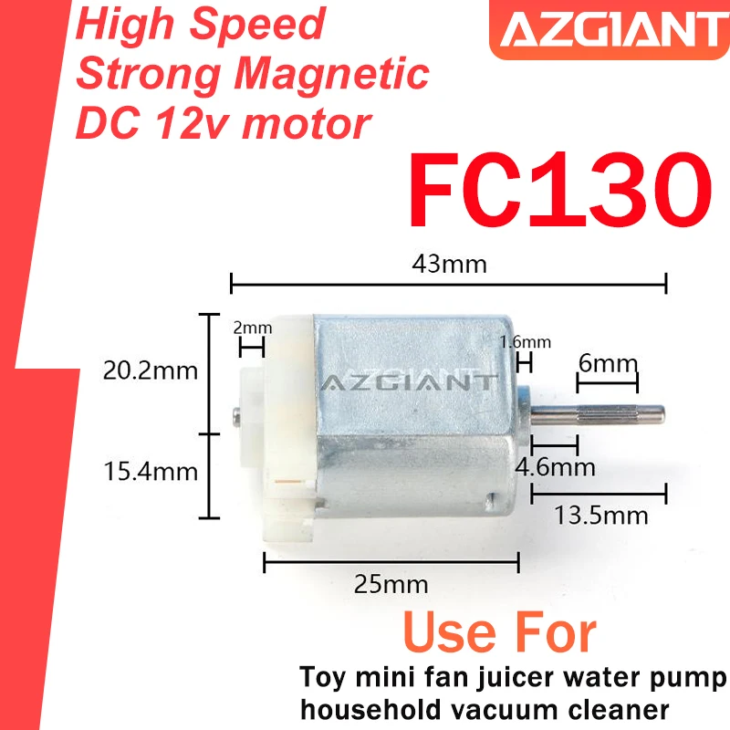

Azgiant DC 12V Mini Motor Electronic Accessories 43MM 12000PRM Forward rotation DIY Model Toy Fan Tand Helicopter Boat Parts