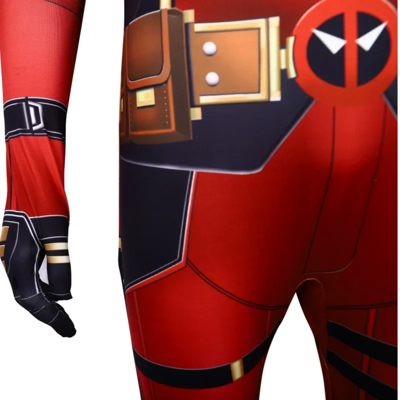 Costume da supereroe Deadpool Halloween Cosplay tuta ragazzi Fantasy Movie Character Mask collant con spada e borsa Holiday Set