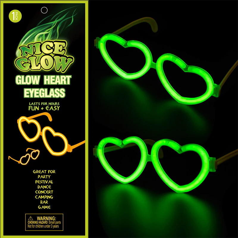 1pc Random DIY Luminous Heart Eye Glasses Fluorescent Wear Glow Stick Neon Party Gift Adult Kids Birthday Wedding Bar Carnival