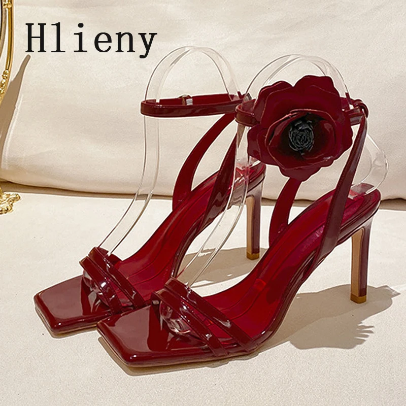 

Hlieny/пикантные женские сандалии с узким ремешком и пряжкой, модный дизайн, туфли на тонком высоком каблуке с цветочным принтом, вечерние туфли для выпускного вечера, Zapatillas De Mujer