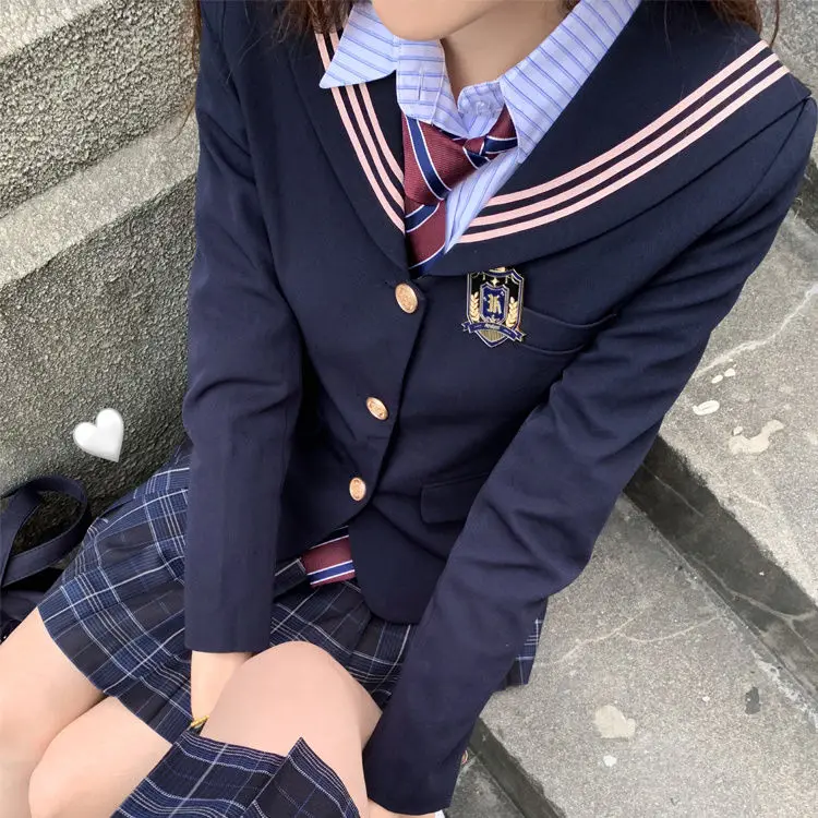 

Японская униформа Jk, блейзер, осенне-зимний оригинальный костюм в студенческом стиле, японский женский костюм