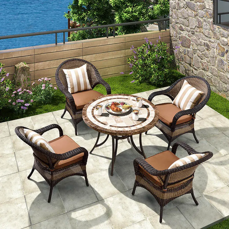 

Outdoor rattan chair courtyard garden table and chair leisure chair outdoor terrace villa sunshine room back chair Teng chair