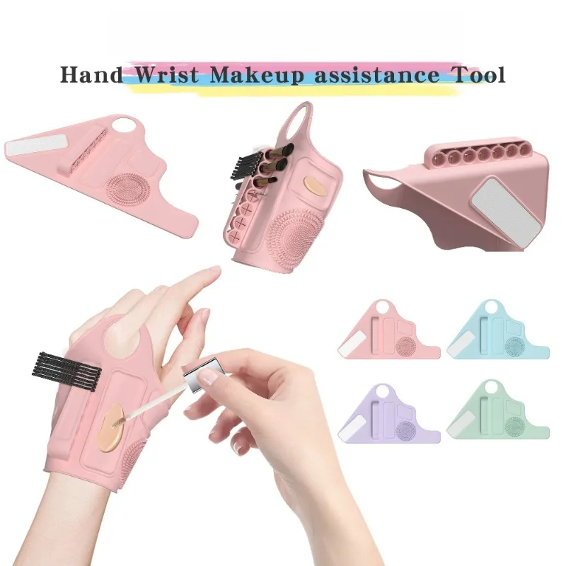 Silicone makeup auxiliary hand strap Multifunctional makeup brush Beauty tool strap Cleaning area Wrist strap