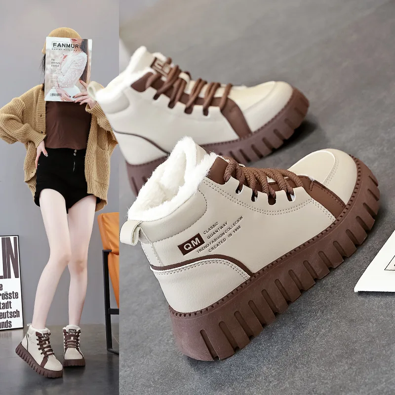 

Shoes Flat Heel Lady Boots Boots-Women Winter Footwear Elegant 2025 Autumn Lolita Casual Plastic PU Cross-tied Leisure