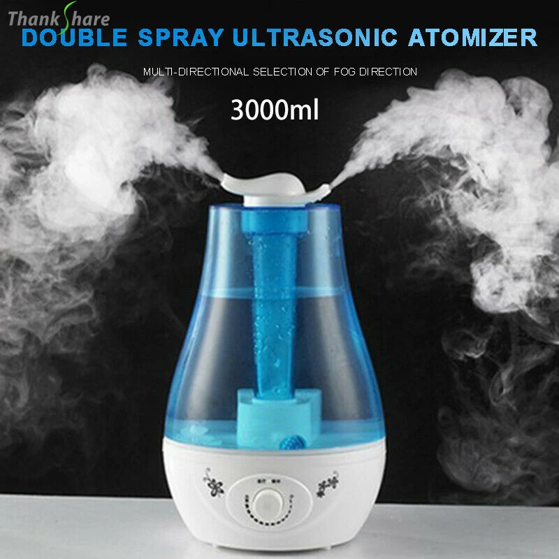 

Hogar 3000ML Ultrasonic Air Humidifier Double Sprayers Fog Mist Maker Essential Oil Diffuser 7 Color LED Aroma Diffusor Aromathe