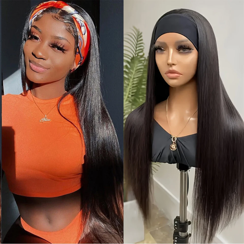 Body Wave Hoofdband Pruik 250% Menselijk Haar Pruiken Voor Vrouwen Braziliaanse Rechte Pruik 8 "-34" Remy Human Hair Pruik 200% Machine Gemaakt Pruik