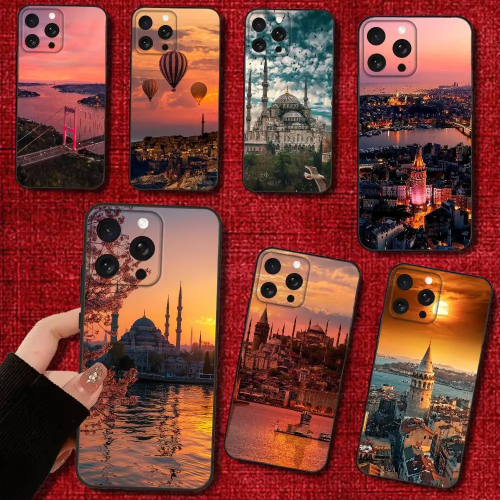 

Turkey Istanbul Scenery Phone Case For iPhone 16e,16,15,14,13,12,11,Pro,X,XS,Max,XR,Plus,Mini Soft Black Cover