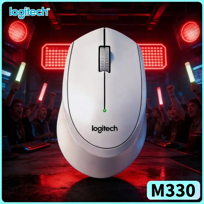 Logitech M330 Silent Cordless Mouse 2.4G USB Receiver Left-Hand Curve for Office PC Mac Laptop Desk Tray