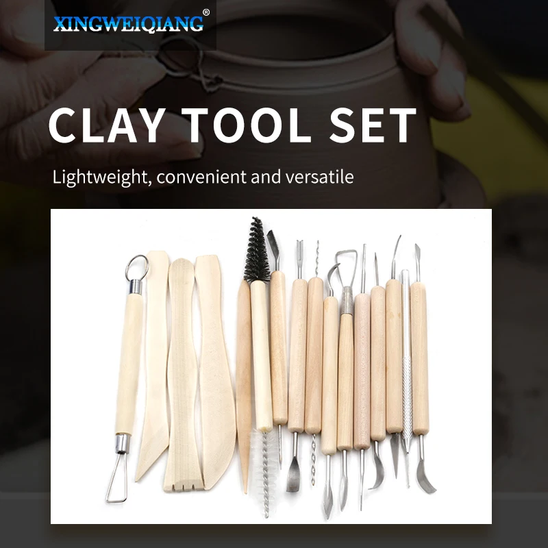 5pcs 11PCs Soft Clay Sculpture Pottery Tool DIY Handmade Carving Knife Set with Wooden Handle Ceramics Modeling Graving Tools